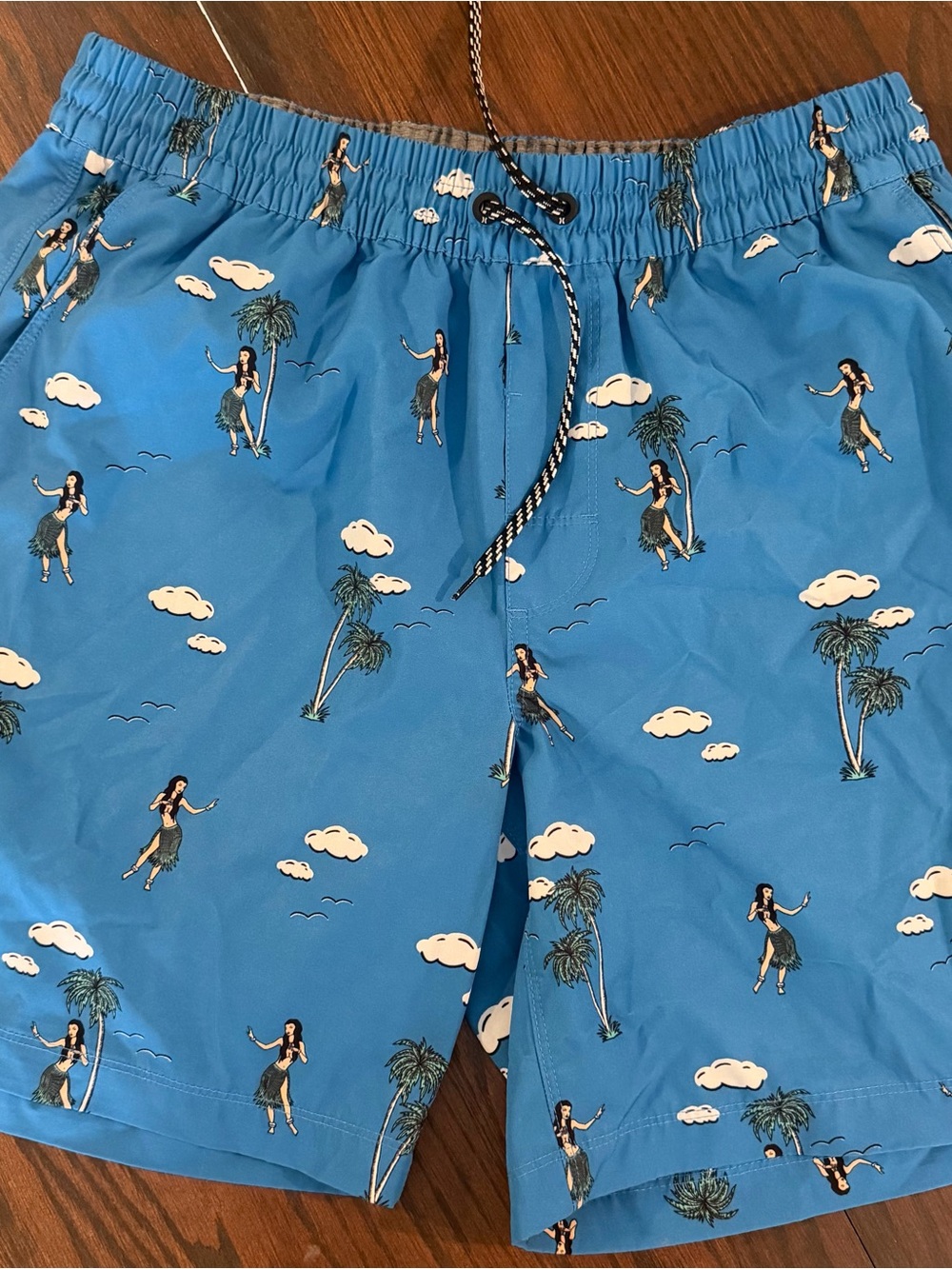 Hurley Blue Hula Girl Print Swim Trunks